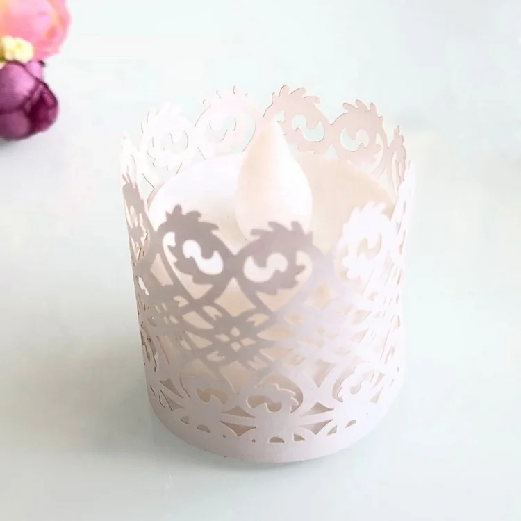 Laser Cut LED Tea Light Candle Shade Paper Candle Lampshade Wrapper Party Decoration