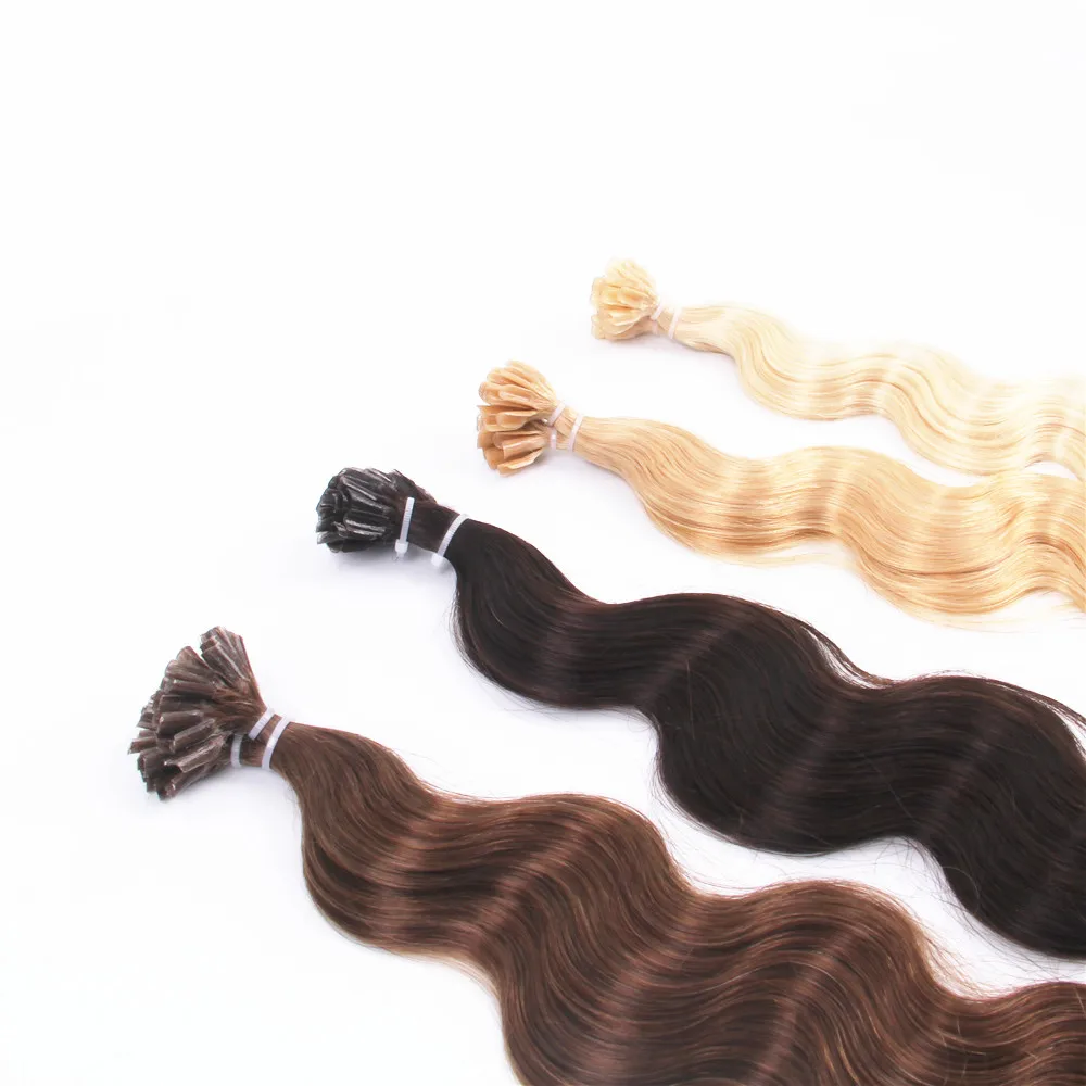 100% Original prebonded hair extension double drawn Russian remy keratin top quality hair extension