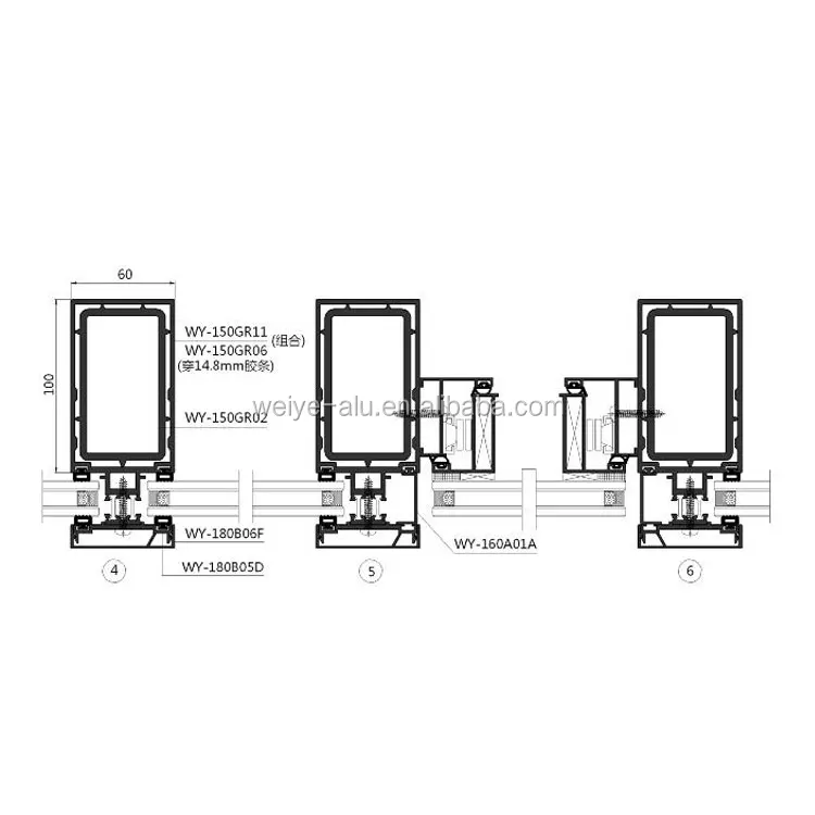 Weiye 60 100 series thermal insulating glass Ventilation curtain wall with exposed frames