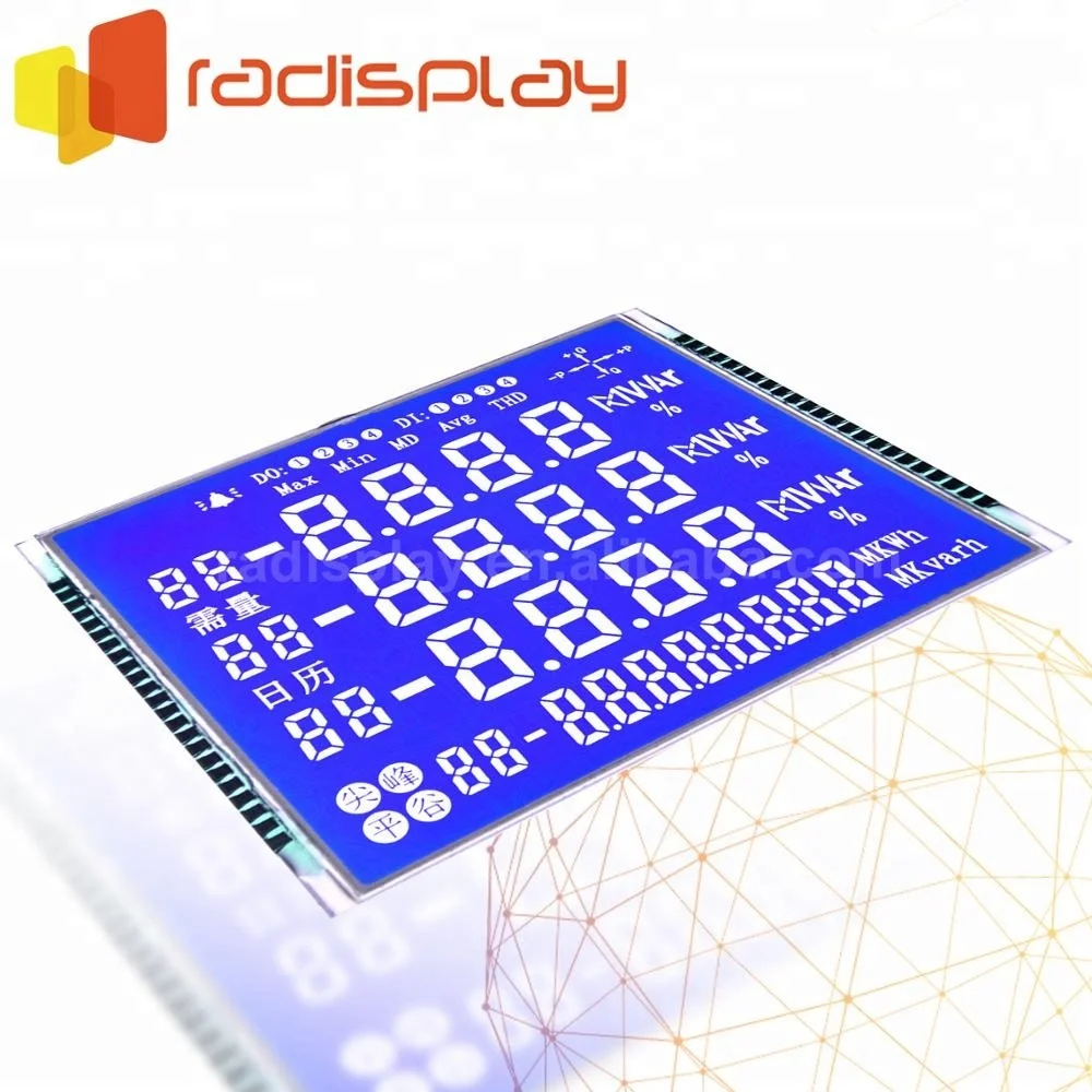 
Monochrome Custom Segment Lcd Display For Energy Meter 