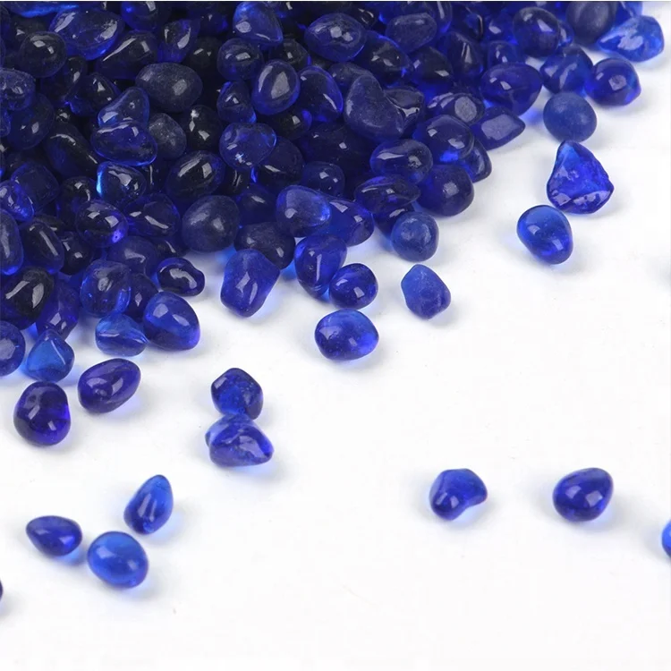 2-6mm Wholesale High Luster Cobalt Blue Glass Beads Sapphire Blue Fire Glass Pebbles for Fire Pit Patio DIY Artworks Decor