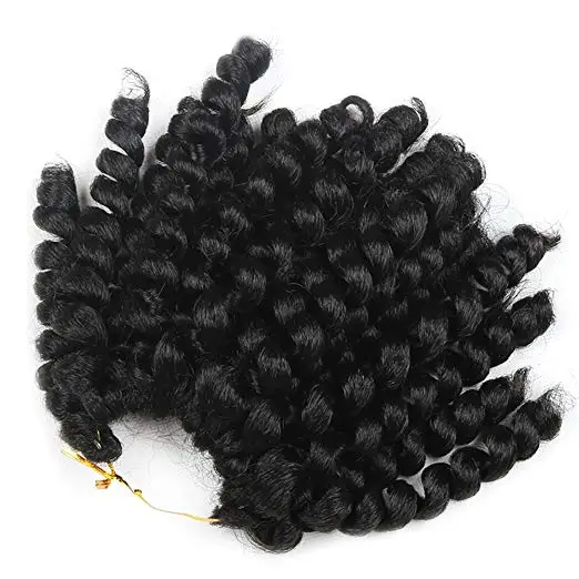 
8 inch Black Wand Curly Braids Jamaican Bounce African Collection Crochet Braiding Hair Twist Synthetic Hair 20 Roots/Pack 