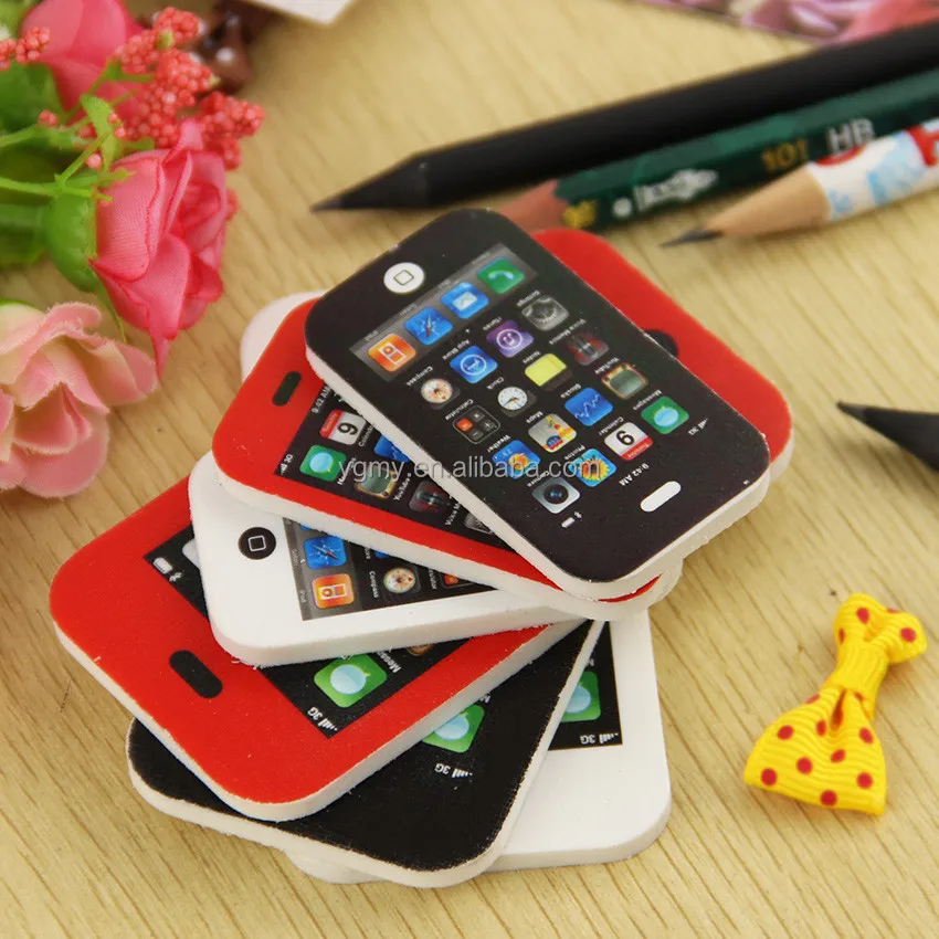 Creative Fashion Mobile Phone Shape Pencil Eraser Cartoon Cute School Supplies Erasers Kids Stationery Rubber