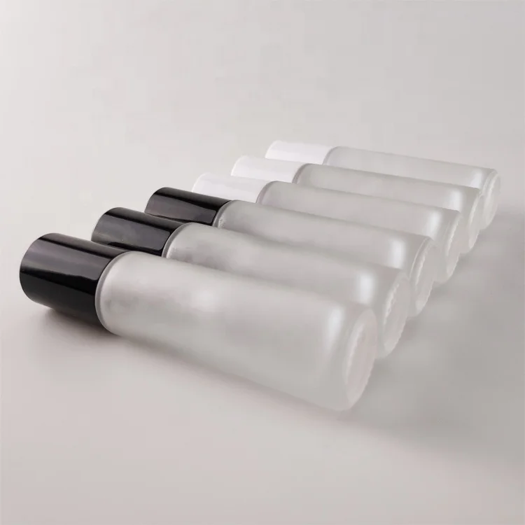 10ml clear frosted glass roll on bottle with metal roller ball roll on perfume bottle