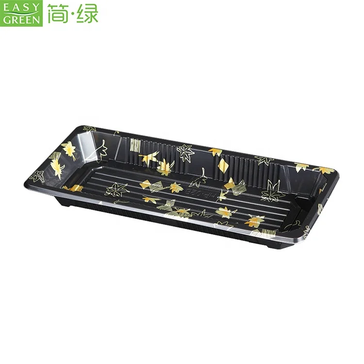 
Easy Green Recycling PS Plastic Black Printing Sushi Disposal Boat Plates 