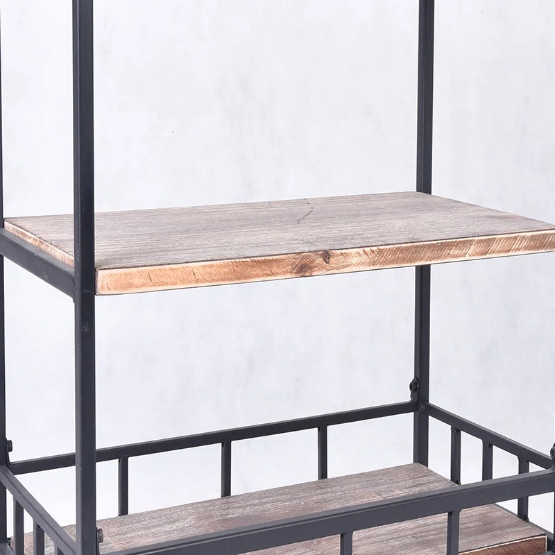 3 Tiered Wooden Metal Drink Serving Bar Cart With Wheel