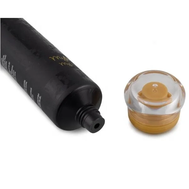 Wholesale matte black round cosmetic packaging plastic PE tube with acrylic cap