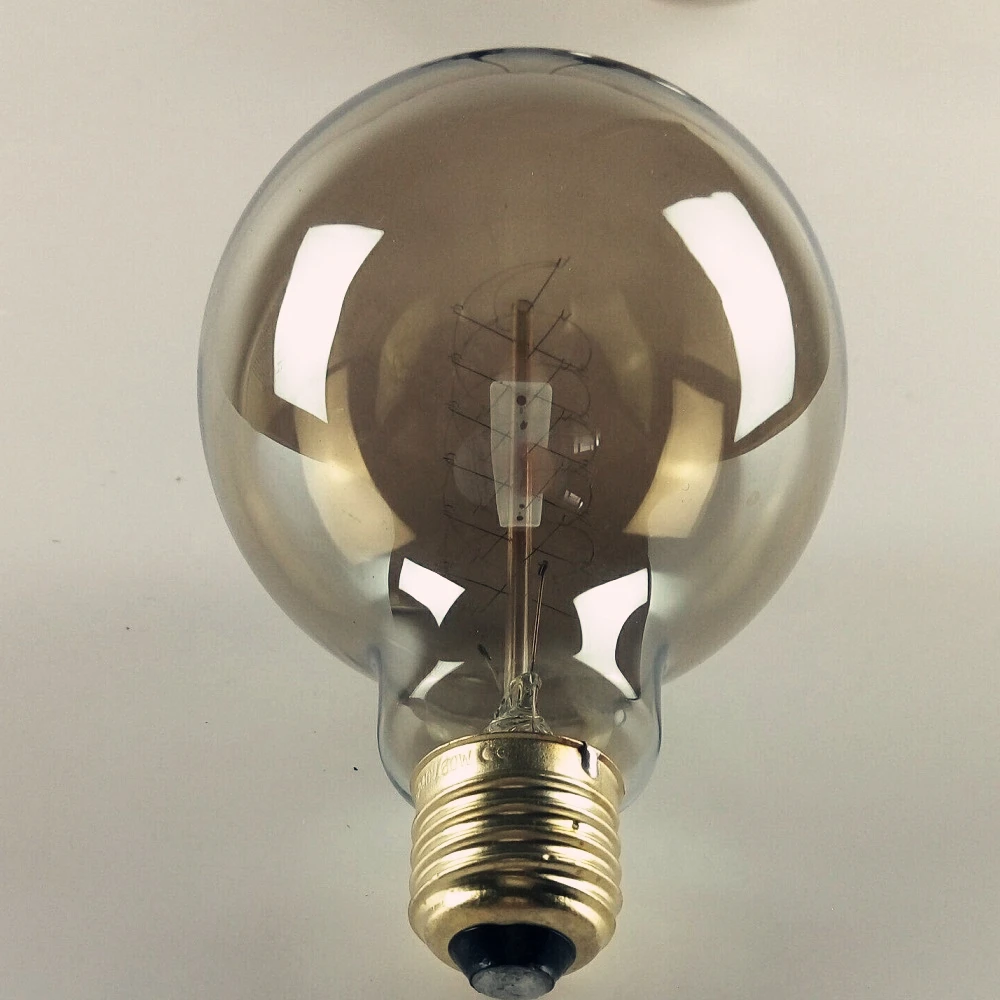 G95 Smoked Grey Glass Vintage Spiral Tungsten Filament Edison Bulb 25w 40w 60w Edison Light Bulb