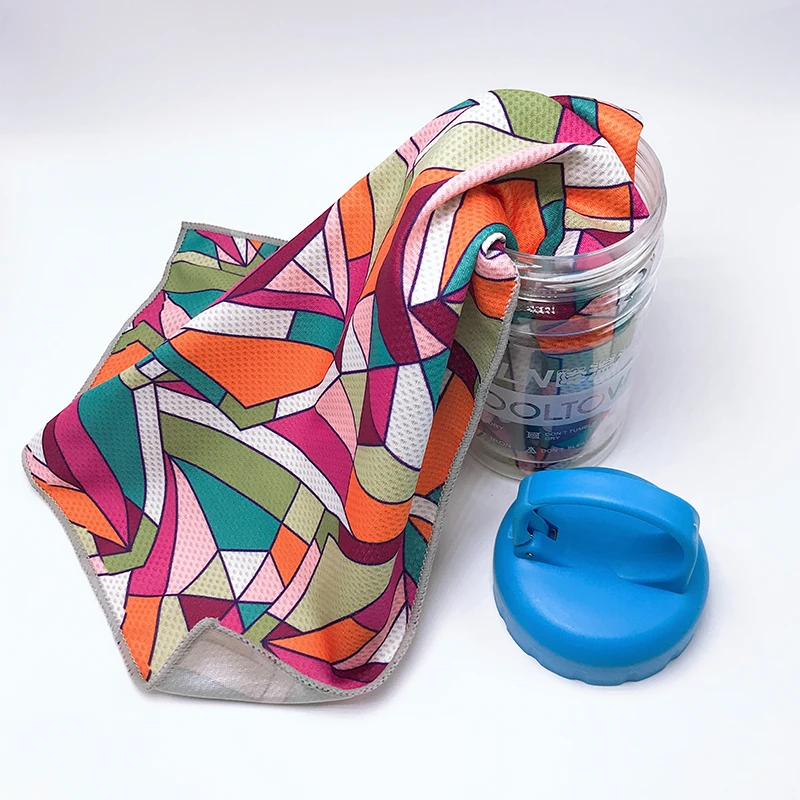 Personalized printed white microfiber sports cooling travel microfibre towel small size in case