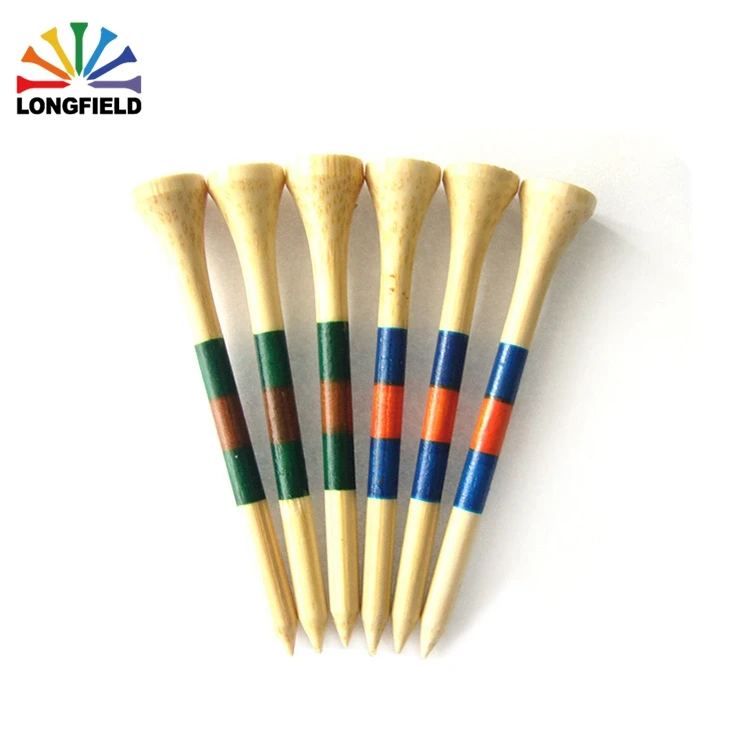 
70mm Natural Circle Print Unique Custom Bamboo Golf Tee Set 