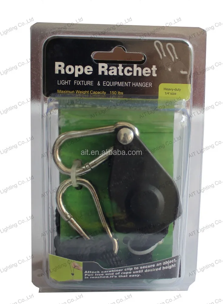 
rope ratchet light hanger with metal crimp 1/4
