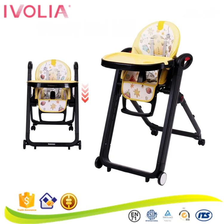 Luxury PU fabric kids folding highchair baby feeding high chair