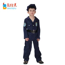 High quality carnival kids cosplay policeman costumes hote sale boys cosplay policeman career uniform costumes