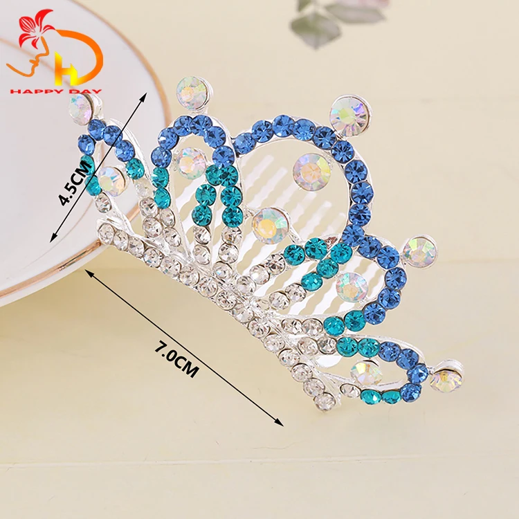 Wholesale Princess Colorful Rhinestone Crown Hair Accessories Bridal Tiara