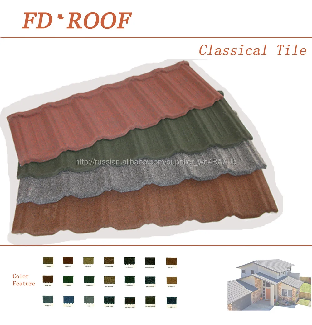 Красочные дешевые камень покрытием металла черепица