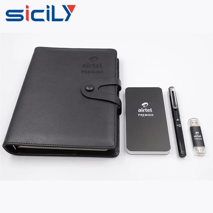2018 Custom Boxed Corporate Giveaways Pen ,Notebook ,usb ,power bank Gift Set