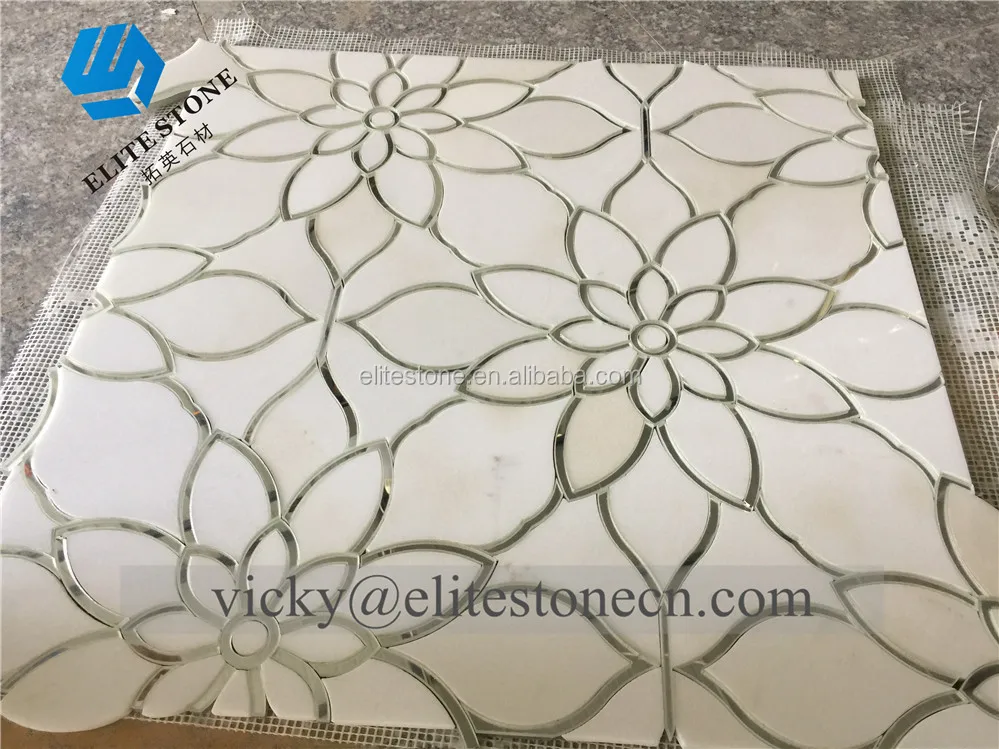 waterjet glass mosaic travertine and golden line glass mosaic water color mosaic