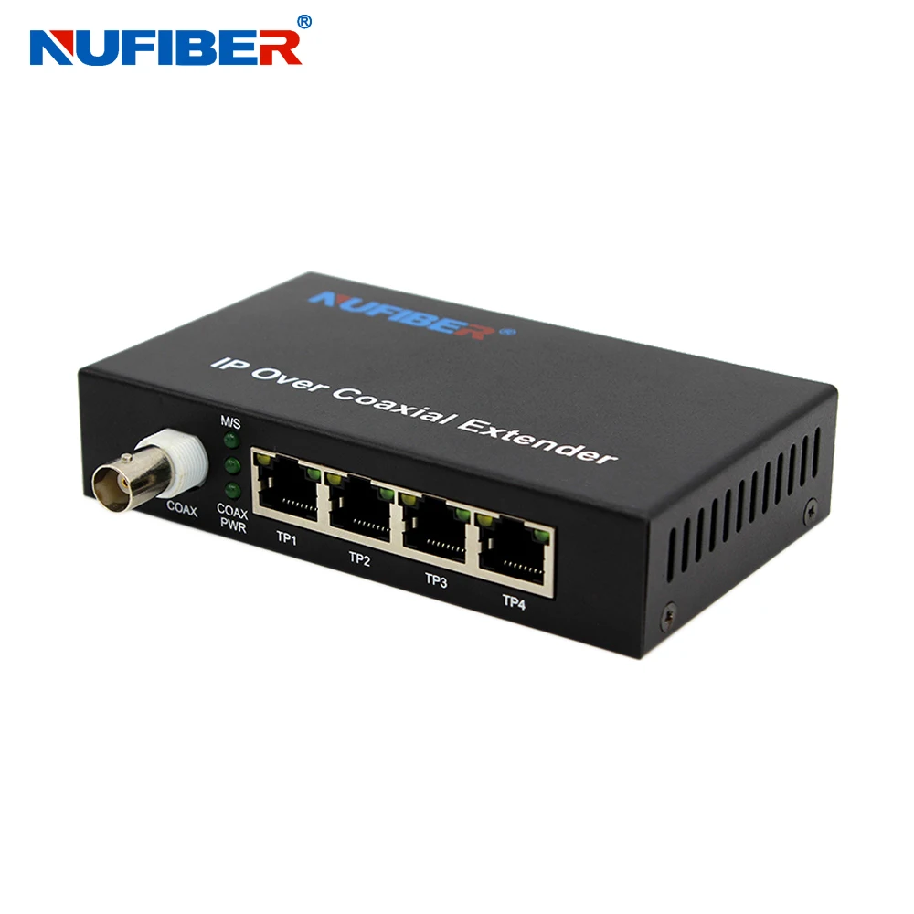 10/100M 4 канала видеосигнала 1 BNC IP по коаксиальному кабелю Ethernet через коаксиальный кабель