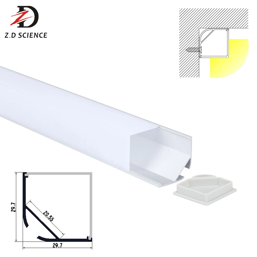 
V shape 45 degrees Corner mounted led strip aluminum profile channels for led strip light 