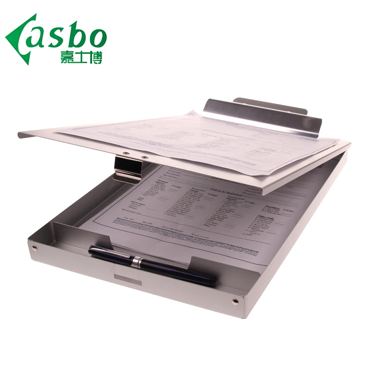 Small high quality customized logo sliver aluminum cheap storage clipboards