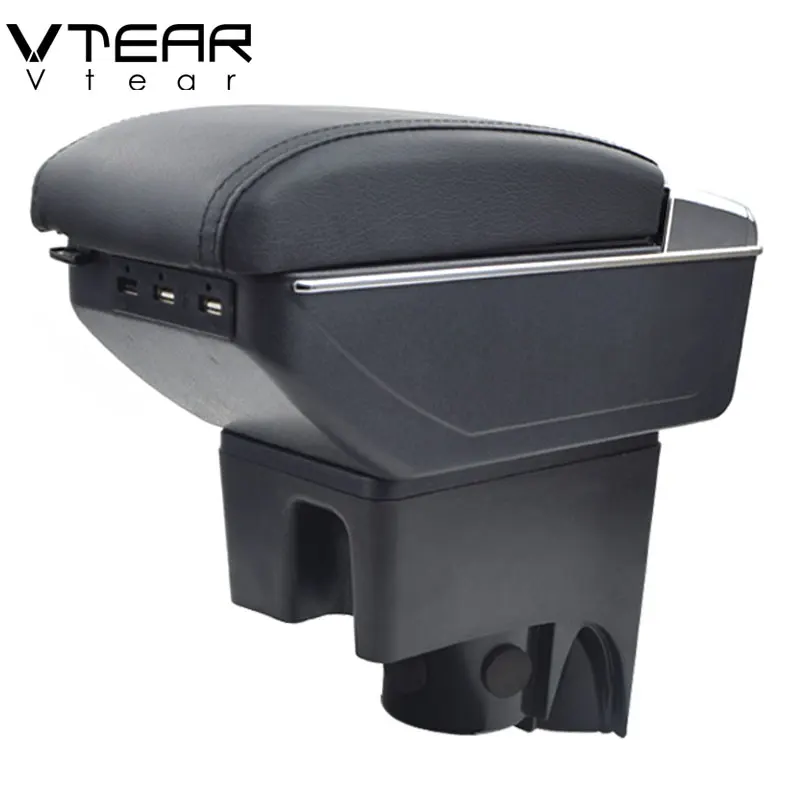 Vtear For Nissan Livina armrest USB Charging heighten Double layer storage box central Store content arm rest car accessories