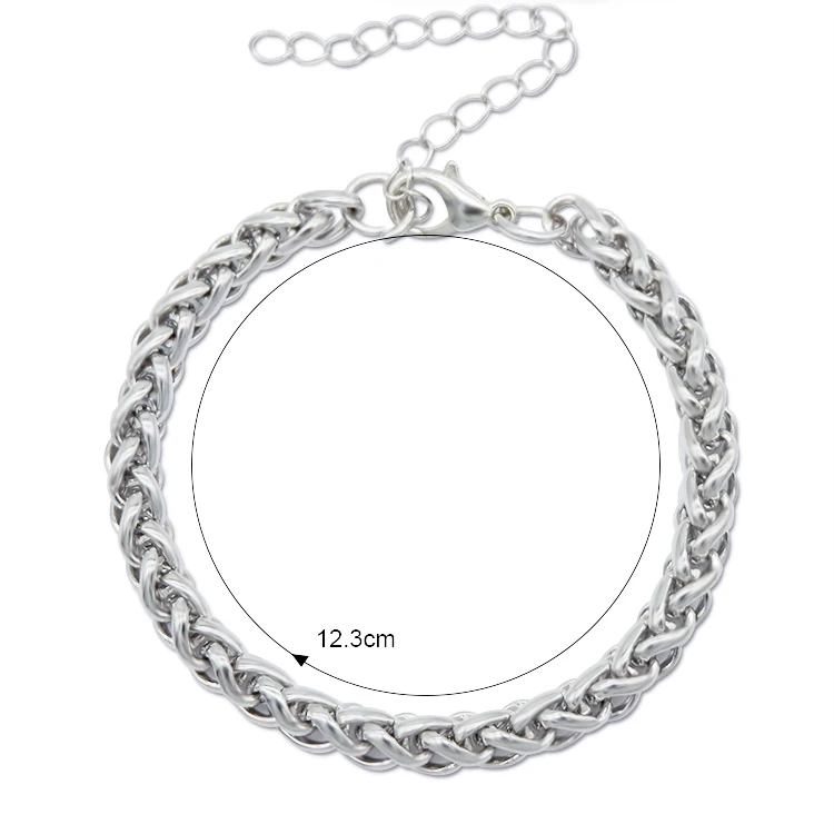 European And American Personality  Byzantine Bolo  twist stainless steel cuban link chain bracelets