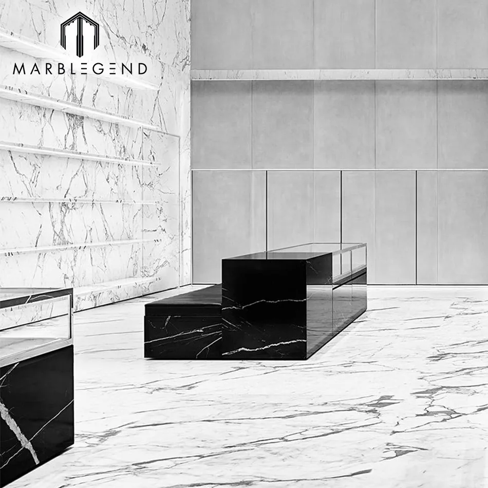 well-known store project  carrara statuario extra white marble