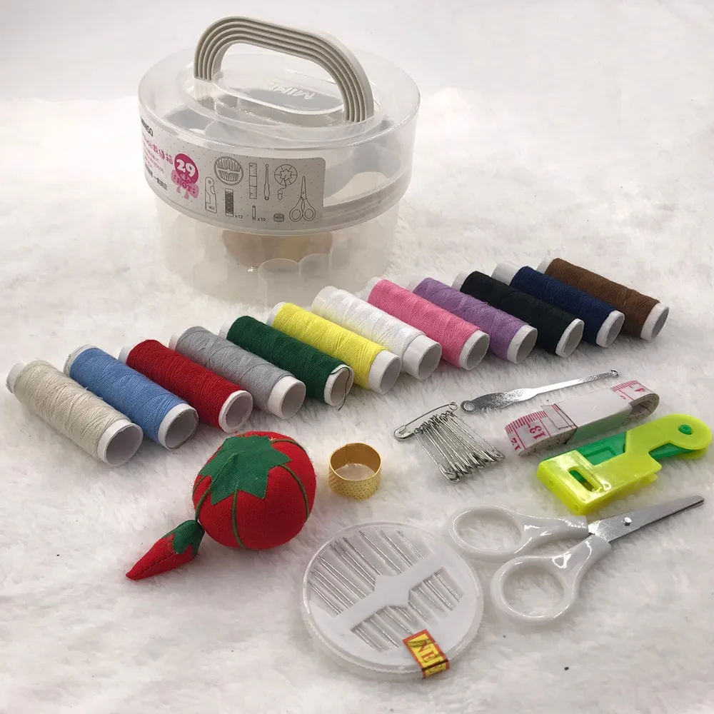 
Essential Sewing Tools Kit Needlework Box Set for Domestic Sewing Machine Sewing Kit Thread Needle Tape Scissor Thimble Set 