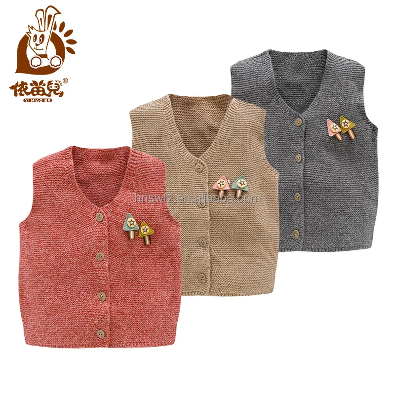 
Fashion V-neck Sleeveless Knitted Baby Cardigan Sweater 
