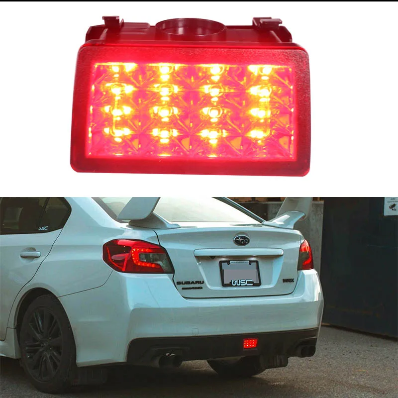 
F1 Style strobe LED Rear Fog Light Kit For 2011-up Subaru WRX STi Impreza XV LED Rear Fog, Tail/Brake 12V Red 