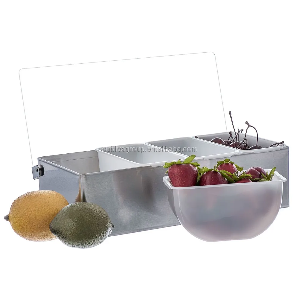 4 Compartment Stainless Steel Condiment Dispenser, Condiment Holder