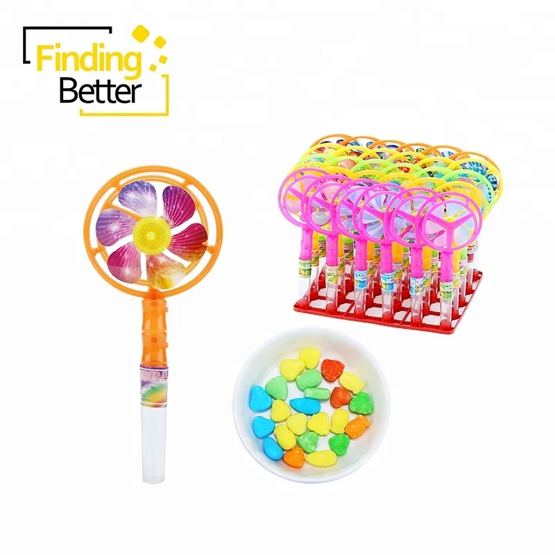 
Plastic Funny Candy Toys Fan Filled Tablet Sweets Colorful Windmill Toy Candy 