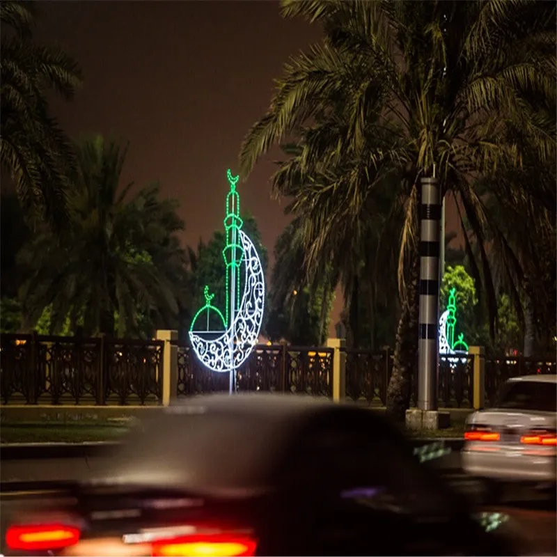 1m Ramadan Decoration Happy Mubarak Eid Hilal Crescent moon LED Lights