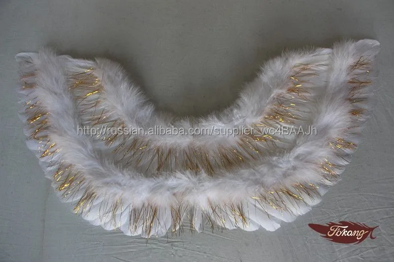Оптовая продажа перо ангельские крылья с золотые радужные