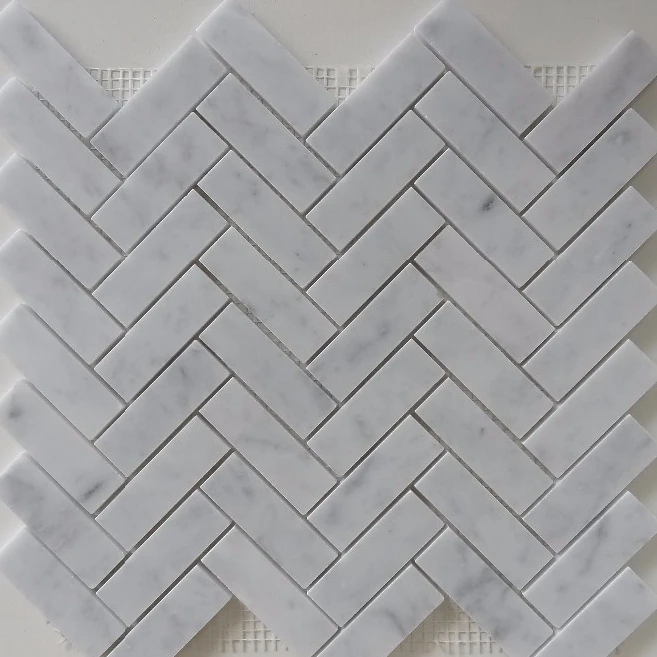 high quality carrara white herringbone marble mosaic tile