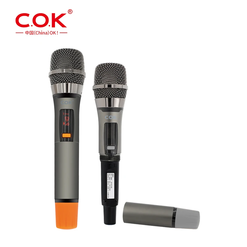 Популярный двухканальный Ручной uhf 200 fm беспроводной микрофон micro san fil Professional караоке-система со светодиодным экраном