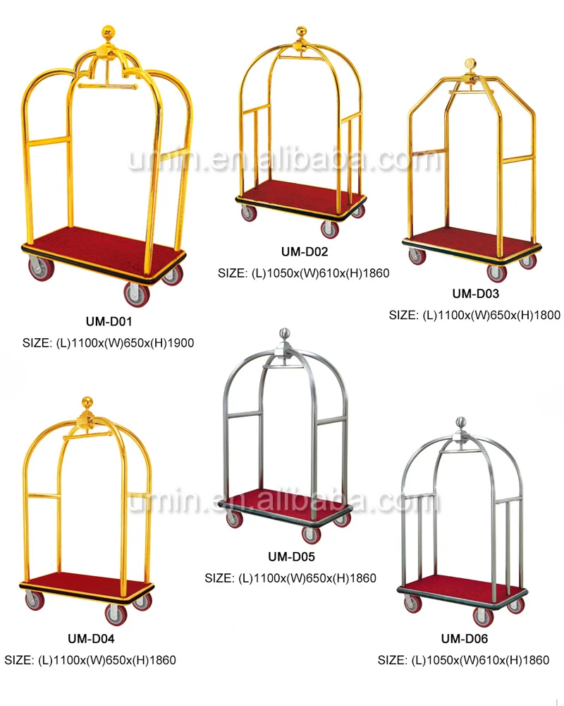 Hotel Bellman Used Gold Luggage Trolley