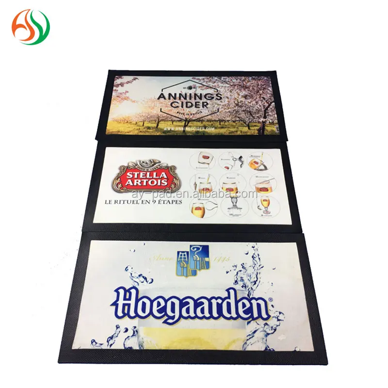 AY personalized 45x25cm nitrile rubber bar beer drip mat blank multi use non-slip bar drink mat for sublimation