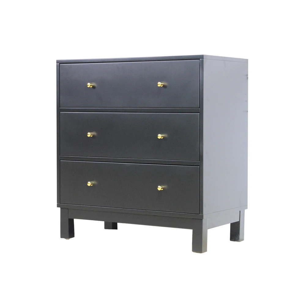 Custom made Australia 3 drawers black hand painted wooden MDF large chest of drawers