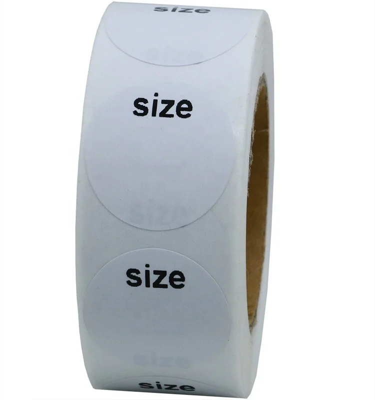 Hybsk White Blank Clothing Size Stickers 1 Inch Round Adhesive Labels for Apparel Retail Total 500 Per Roll