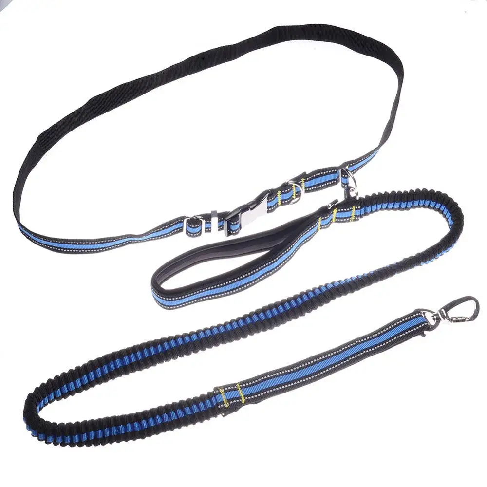 Reflective Hands Free Bungee Rope Dog Lead Leash Waist Belt Carabiner Dog Leash For Running Training