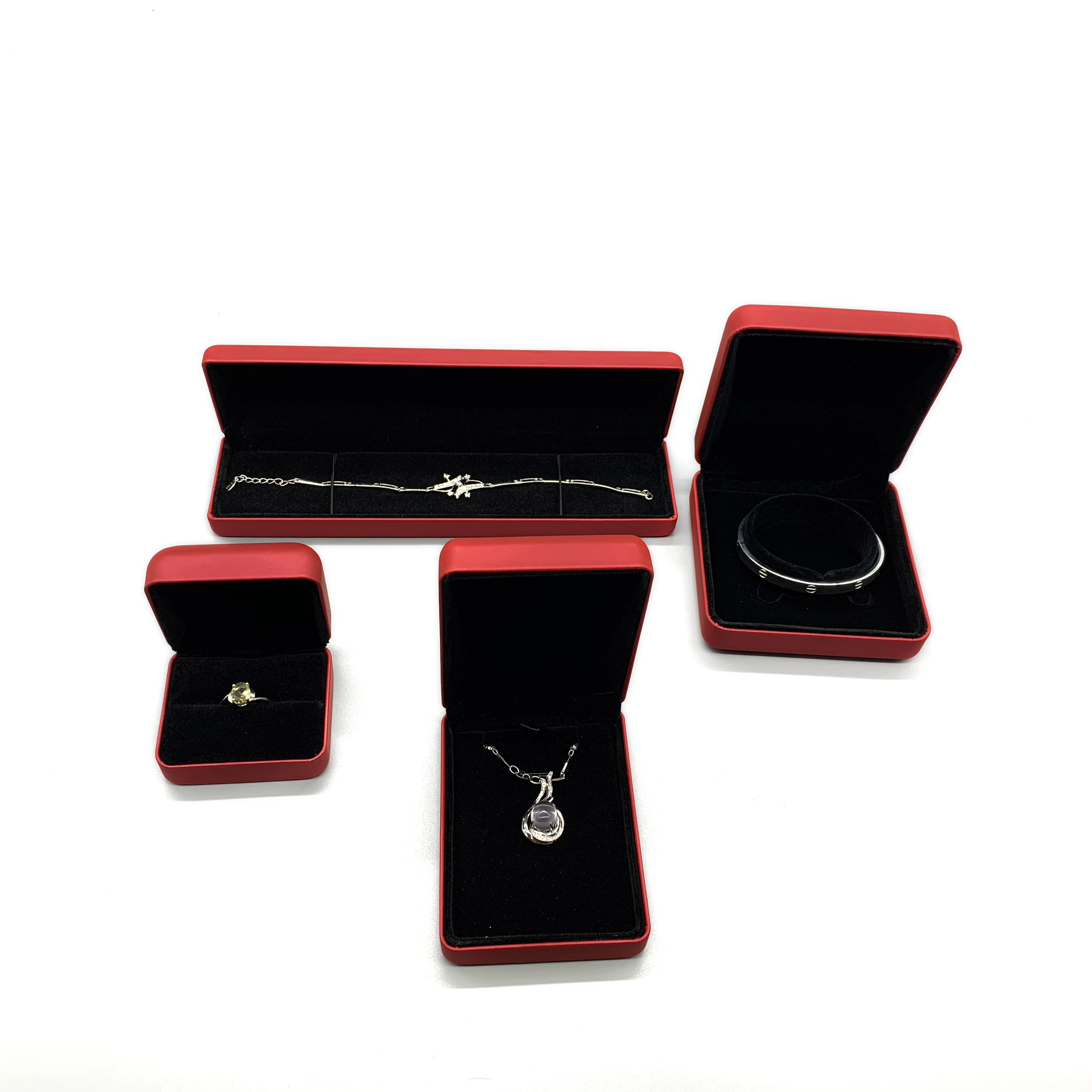 Custom factory wholesale high quality luxury iron velvet jewelry necklace pendant ring bracelet box