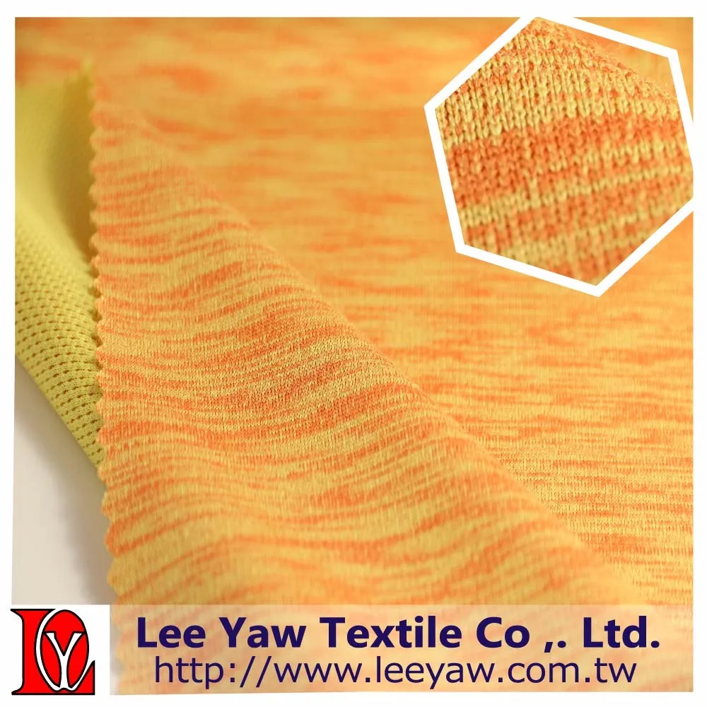 
polyester face heather peach back birdeyes fabric 