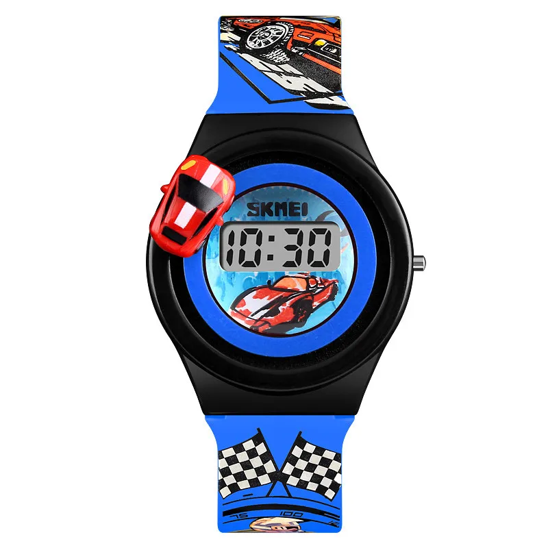 Fashion rotatable car kids digital sport watch cheap children wrist watches skmei 1376