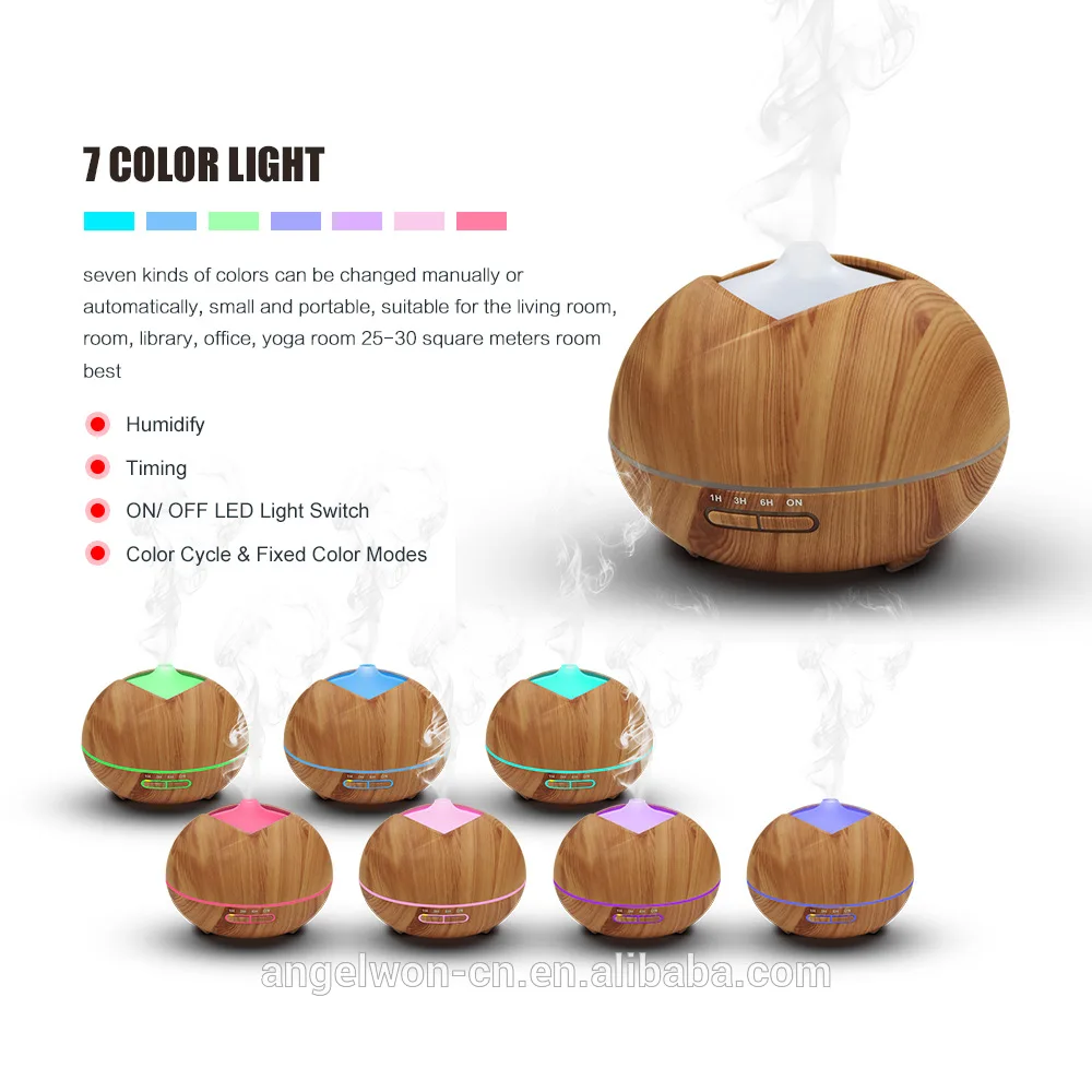 
High Quality LED Night Lamp 400ML Ultrasonic Wooden Air Humidifier Aroma Essential Oil Diffuser for Home Fogger Mist Maker 