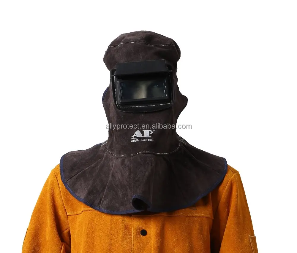
AP-3001 comfortable brown cowhide split leather welding shiled with welding hood for splash proof and heat resistant 