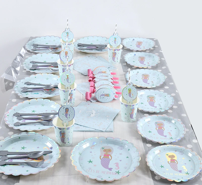 
Amazon top seller beautiful mermaid printed happy kids party event for fun 