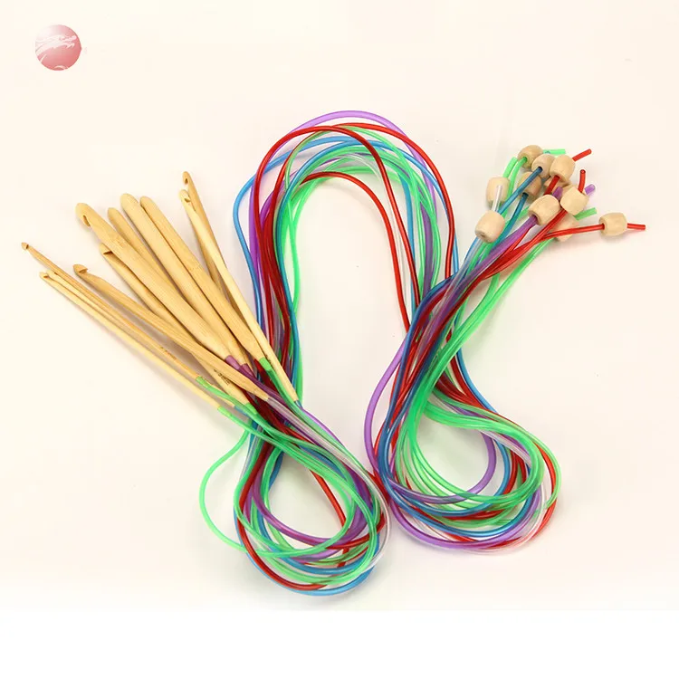 
Multi-color Top Quality Plastic Tube Smooth Nature Circular Bamboo Knitting Crochet Hooks Needles Sets Tool 