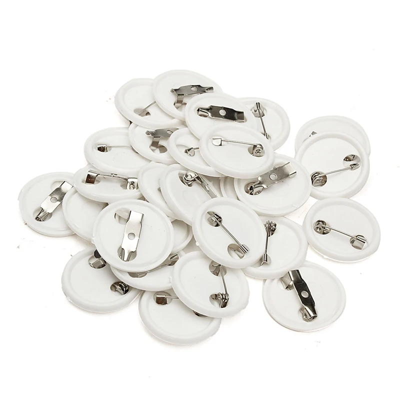 White Plastic Blank Pin Badge Button Parts Supplies for DIY Badge Craft Handmade Needlework Material Accessories