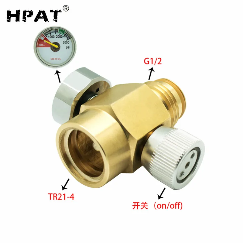 Amazon Hot sale Brass Paintball Inner Thread Soda Water Tank On/Off Valve With 3000 Psi Gauge cartridges